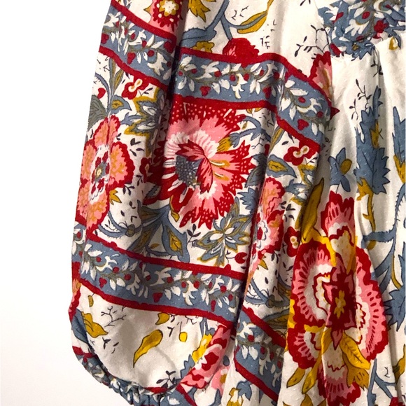 Floral Tunic Puff  Short Sleeve Large white Pink Red Nicole Miller - Picture 4 of 9